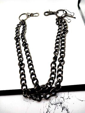 Double Layered Black  Pants or Wallet Metal Chain  21 inches